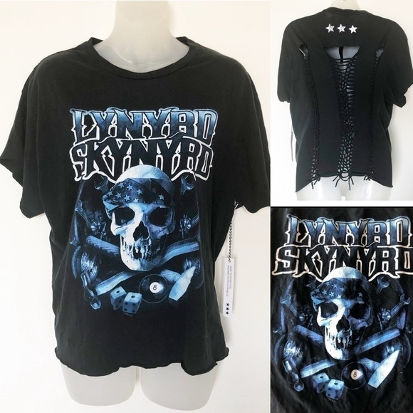 ICONS Objects of Devotion Tops - Lynyrd Skynyrd Whiskey Rock A Roller x ICONS Vintage Destroyed Band Tee